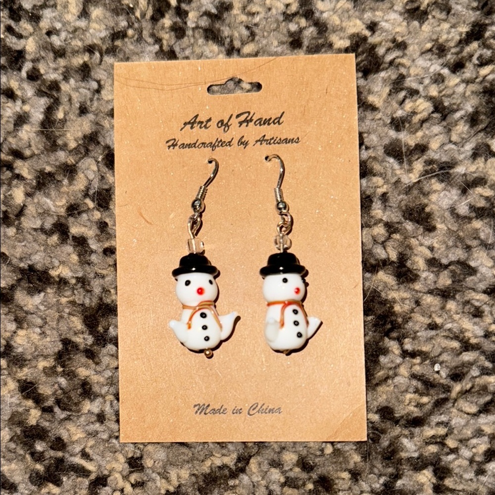 Snowman Dangle Earrings New handcrafted